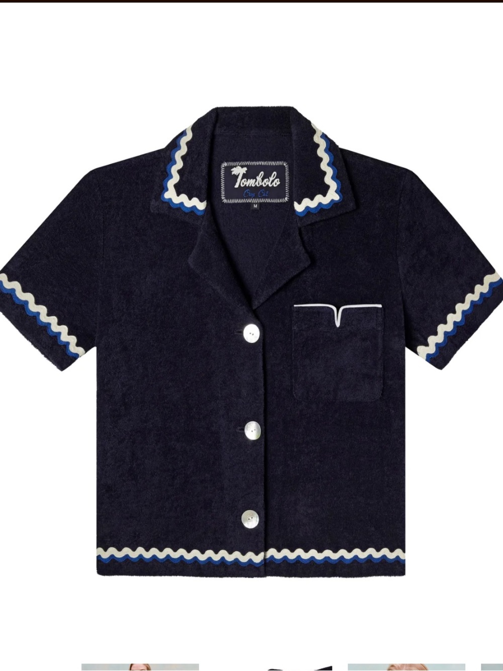 Tombolo Navy Terry Cloth Cabana Shirt